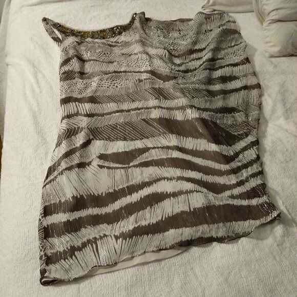 BCBG Sz 02 metallic Silk embellished dress - Picture 4 of 8